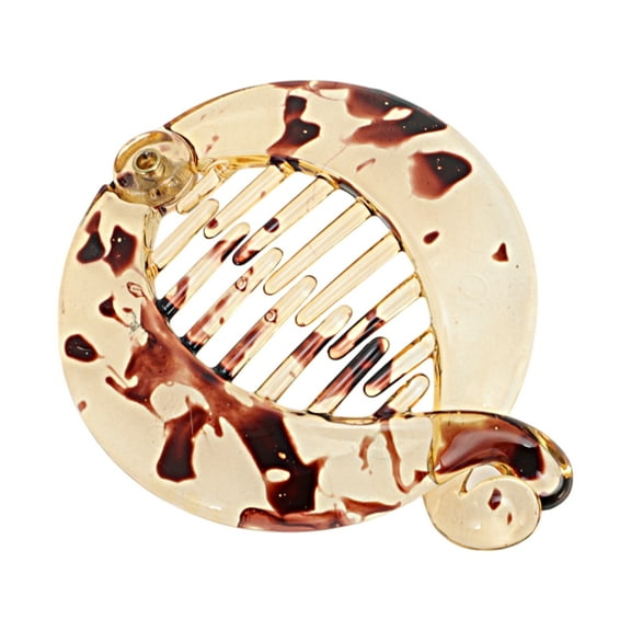 Unique Bargains 1 Pc Fashion Round Fish Shape Hair Clips Hairdo Clip Light Brown