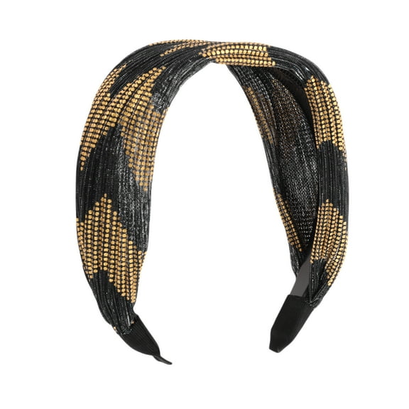 Unique Bargains 1 Pc Fashion Sequins Wave Wide Headbands for Women Black