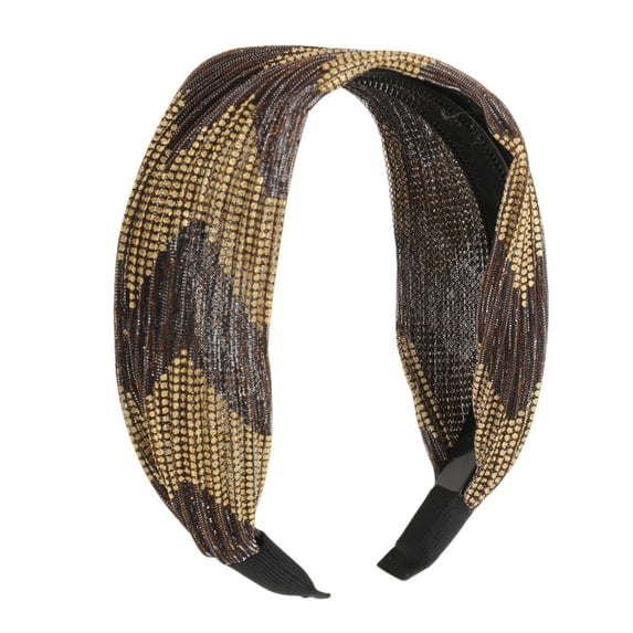 Unique Bargains 1 Pc Fashion Sequins Wave Wide Headbands for Women Brown