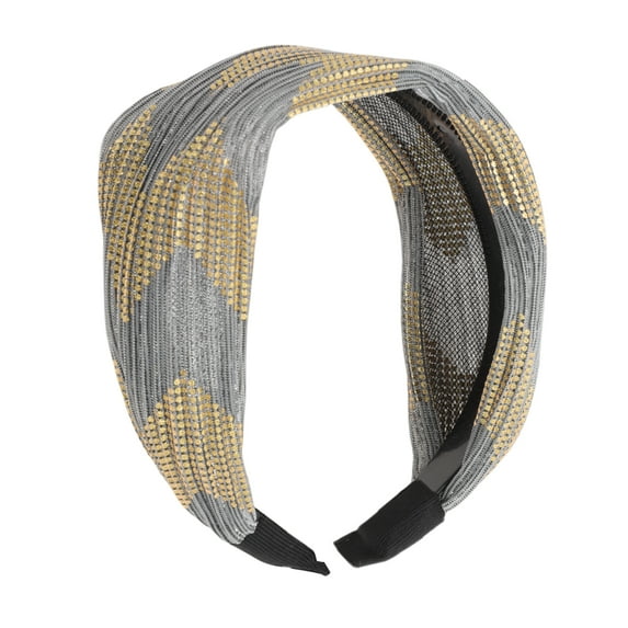 Unique Bargains 1 Pc Fashion Sequins Wave Wide Headbands for Women Gray