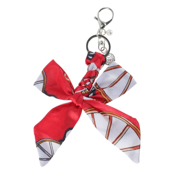 Unique Bargains 1 Pc Fashion Silk Ribbon Bow Handbag Charm Bag Accessories Red