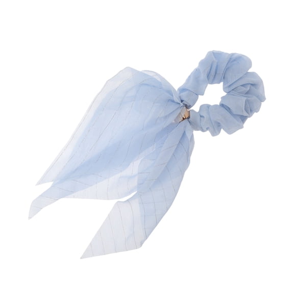Unique Bargains 1 Pc Fashion Silver Wire Bow Scrunchies Blue