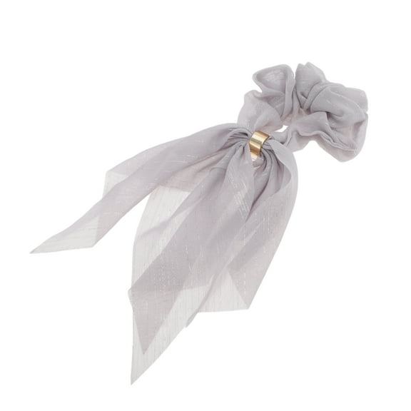 Unique Bargains 1 Pc Fashion Silver Wire Bow Scrunchies Gray