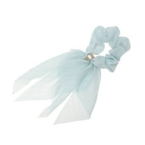 Unique Bargains 1 Pc Fashion Silver Wire Bow Scrunchies Lake Green