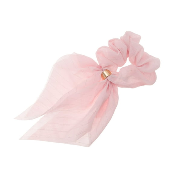 Unique Bargains 1 Pc Fashion Silver Wire Bow Scrunchies Pink