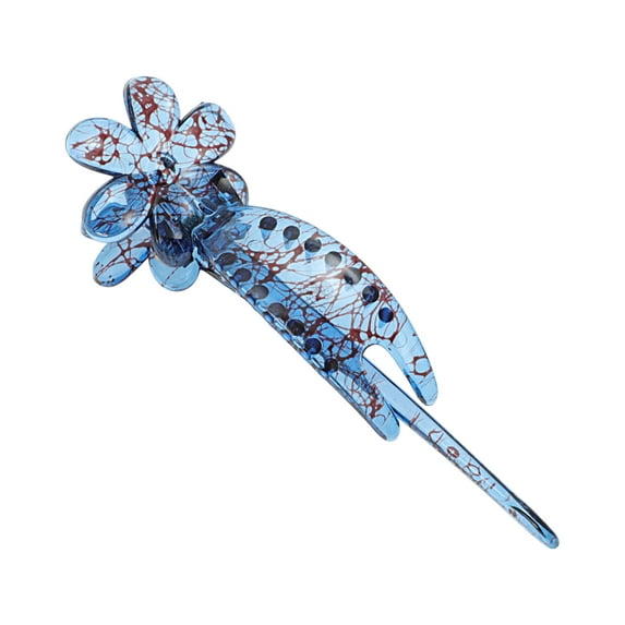 Unique Bargains 1 Pc Fashion Six-Petal Flower Hair Clips Hairdo Clip Blue