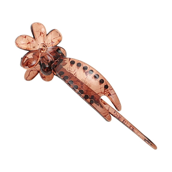 Unique Bargains 1 Pc Fashion Six-Petal Flower Hair Clips Hairdo Clip Brown