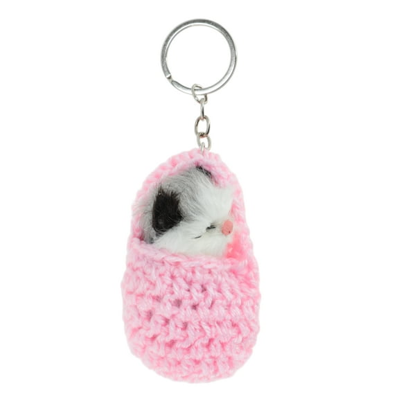 Unique Bargains 1 Pc Fashion Slippers Sleeping Cat Handbag Charm Bag Accessories Pink