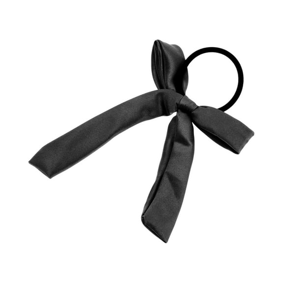 Unique Bargains 1 Pc Fashion Solid Bow Ribbon Hair Elastic Band Black