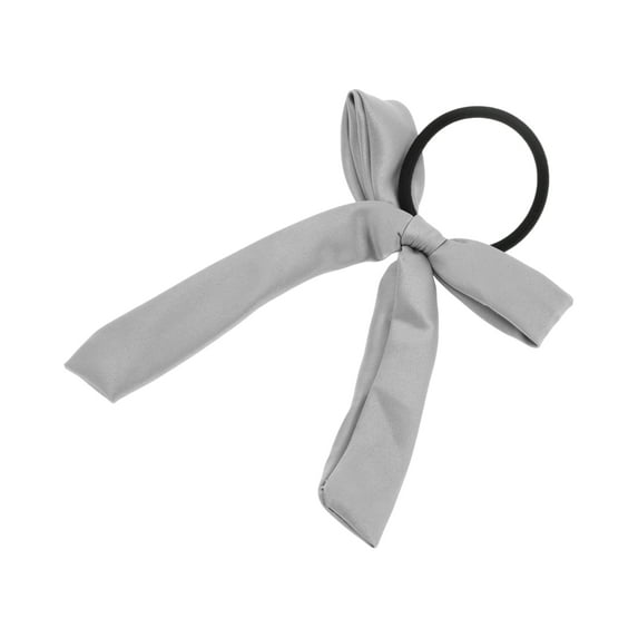 Unique Bargains 1 Pc Fashion Solid Bow Ribbon Hair Elastic Band Gray