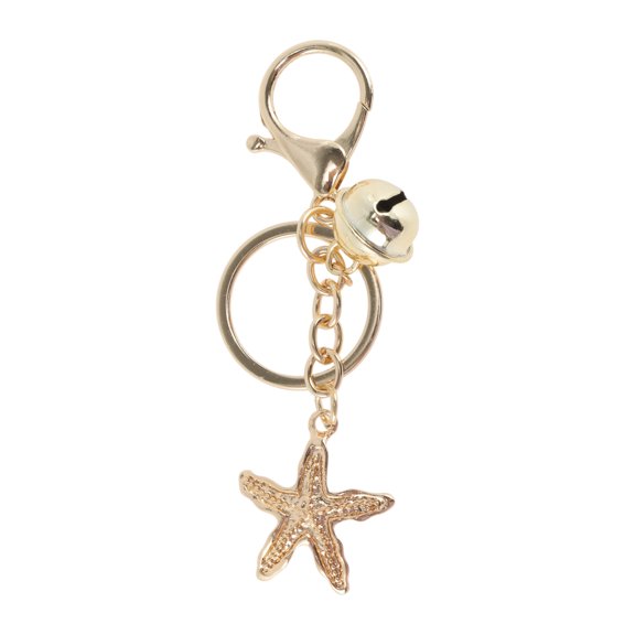 Unique Bargains 1 Pc Fashion Starfish Bell Handbag Charm Bag Accessories Gold Tone