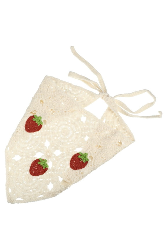 1 Pc Fashion Strawberry Hollow Triangle Headwrap for Women 21.26"x10.24" Beige
