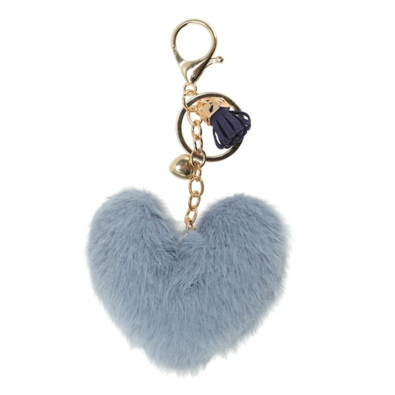Unique Bargains 1 Pc Fashion Tassel Heart Handbag Charm Bag Accessories Blue