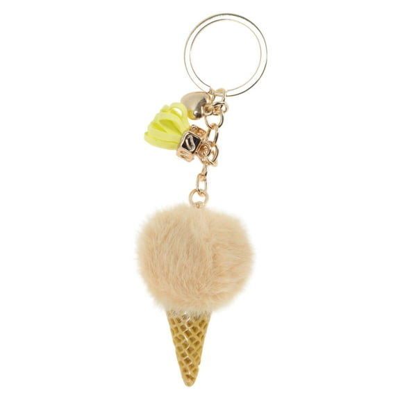 Unique Bargains 1 Pc Fashion Tassel Ice Cream Cone Handbag Charm Bag Accessories Beige
