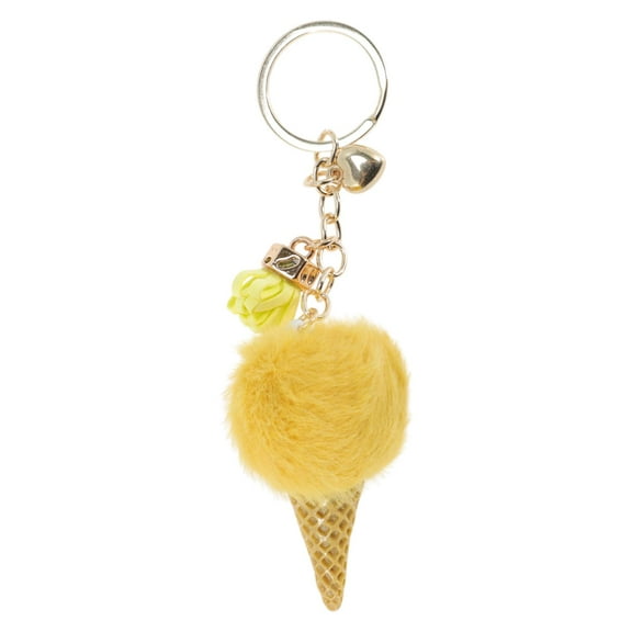 Unique Bargains 1 Pc Fashion Tassel Ice Cream Cone Handbag Charm Bag Accessories Yellow