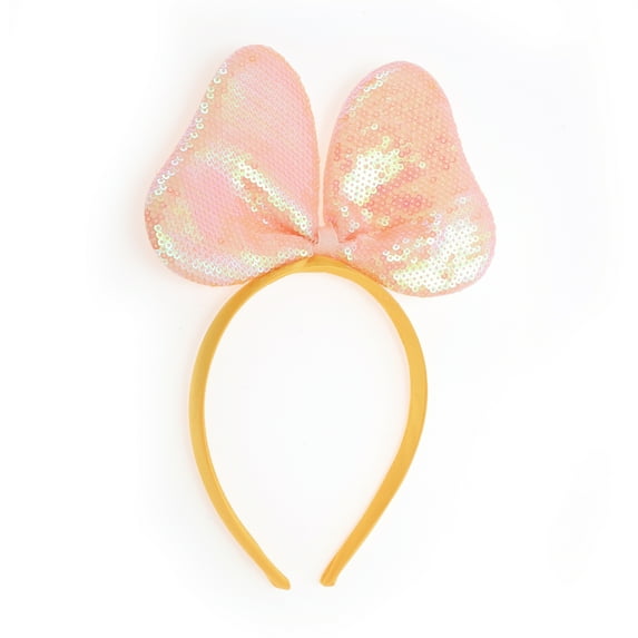 Unique Bargains 1 Pc Fashion Vertical Bow Headband for Women for Girls Orange Yellow