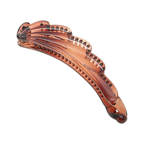 Unique Bargains 1 Pc Fashion Wavy Edge Hair Clips Hairdo Clip Brown