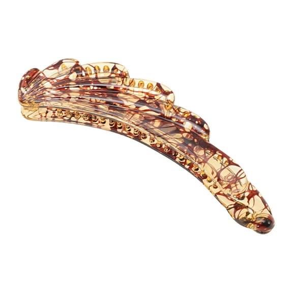 Unique Bargains 1 Pc Fashion Wavy Edge Hair Clips Hairdo Clip Light Brown
