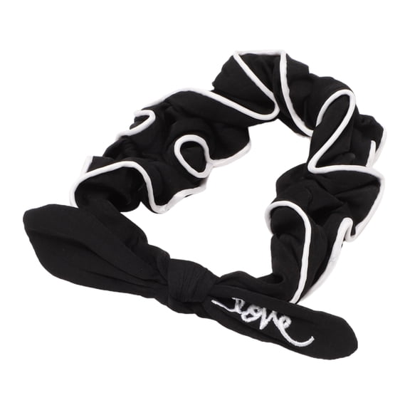 Unique Bargains 1 Pc Fashion Wide Side Knot Bow Letter Headwrap for Women 8.27"x3.15" Black