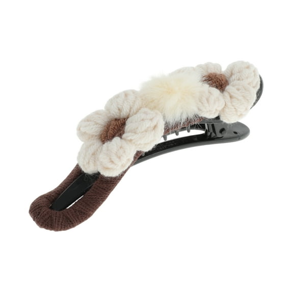 Unique Bargains 1 Pc Fashion Wool Floral Duckbill Hair Clips for Home Coffee Color Beige