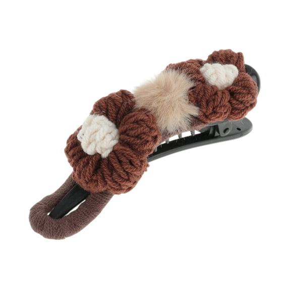 Unique Bargains 1 Pc Fashion Wool Floral Duckbill Hair Clips for Home Coffee Color