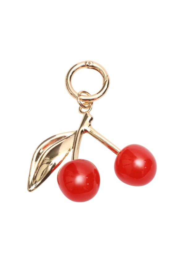 1 Pc Fashionable Cherry Handbag Charm Decorative Keychain Gold Tone Red