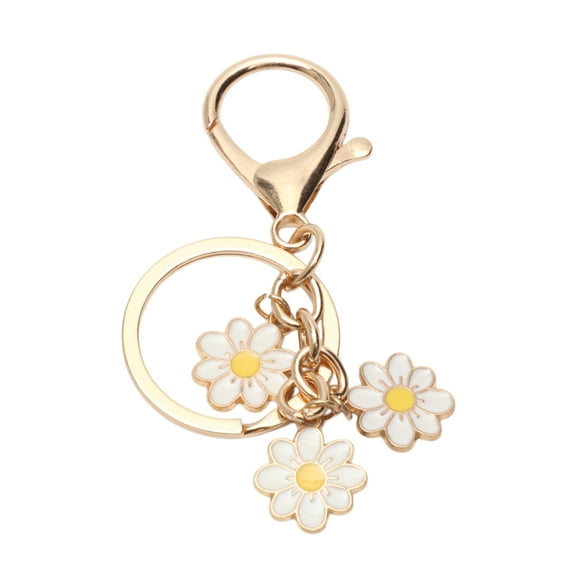 Unique Bargains 1 Pc Fashionable Flower Handbag Charm Decorative Keychain White Gold Tone