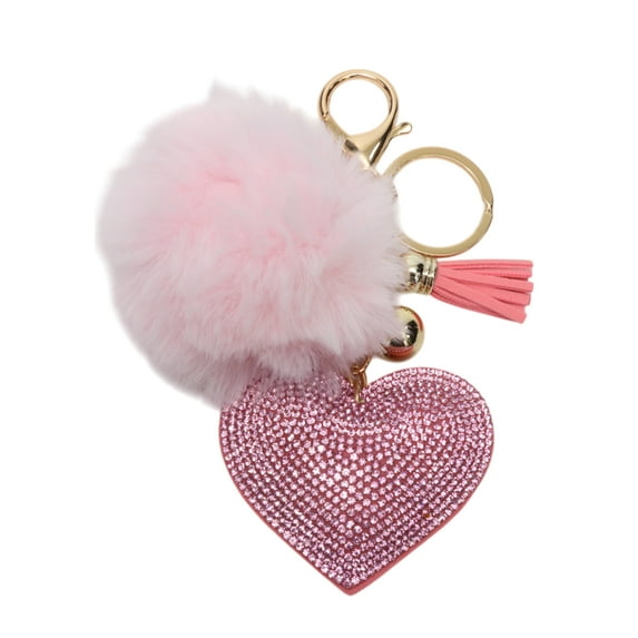 Unique Bargains 1 Pc Fashionable Heart Handbag Charm Decorative Keychain Pink Gold Tone