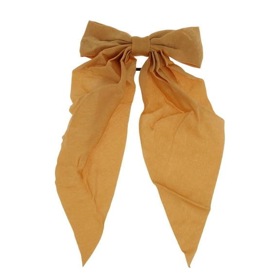 Unique Bargains 1 Pc Fashionable Solid Bow Ribbon Hair Elastic Band for Home Ginger