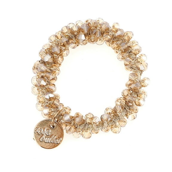 Unique Bargains 1 Pc Faux Crystal Bracelet Hair Rope Hair Scrunchies for Women Champagne