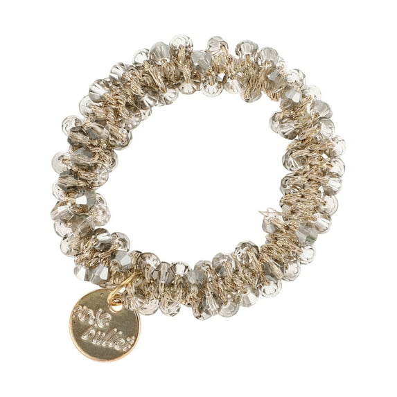 Unique Bargains 1 Pc Faux Crystal Bracelet Hair Rope Hair Scrunchies for Women for Girls Gray