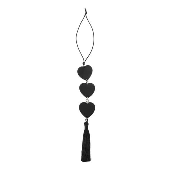 Unique Bargains 1 Pc Faux Leather Heart Tassel Car Rear View Mirror Pendant Accessories Car Hanging Ornament Black