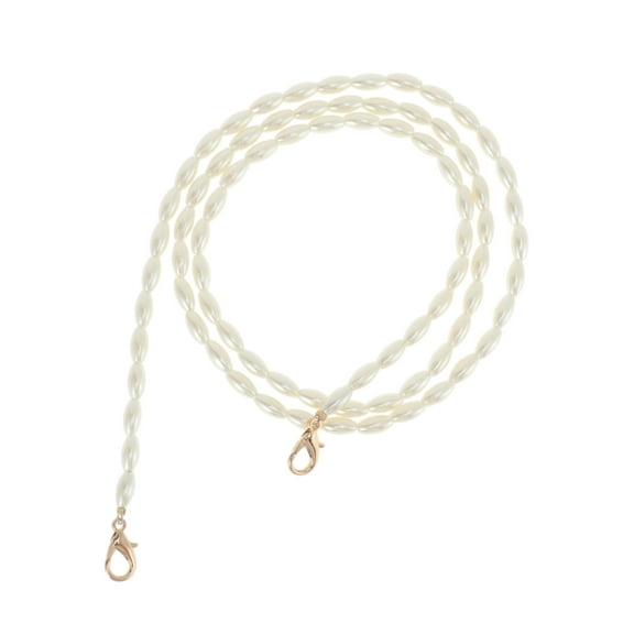 Unique Bargains 1 Pc Faux Pearl Handbag Strap 39.37" White ABS Alloy