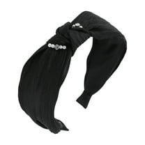 Unique Bargains 1 Pc Faux Pearls Tie Headbands for Women Black