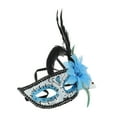 thumbnail image 1 of Unique Bargains 1 Pc Feather King Half Face Party Mask for Masquerade Party Blue, 1 of 5