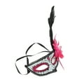 thumbnail image 1 of Unique Bargains 1 Pc Feather King Half Face Party Mask for Masquerade Party Rose Red, 1 of 5