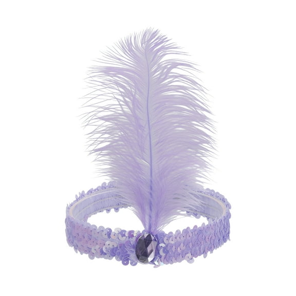 Unique Bargains 1 Pc Feathers Faux Diamond Headbands for Women Light Purple