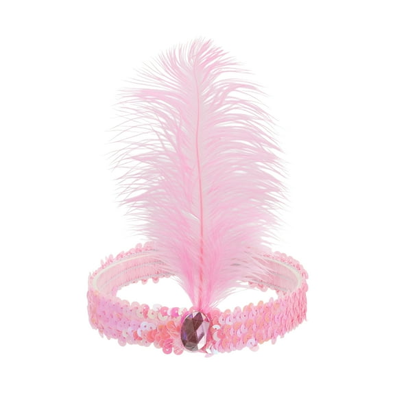 Unique Bargains 1 Pc Feathers Faux Diamond Headbands for Women Pink
