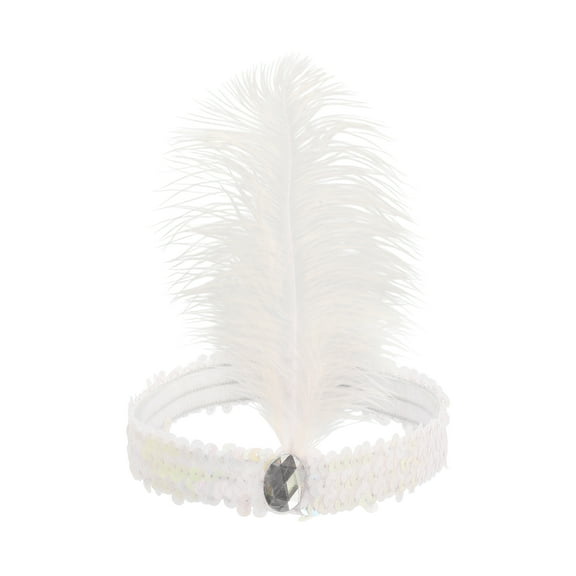 Unique Bargains 1 Pc Feathers Faux Diamond Headbands for Women White