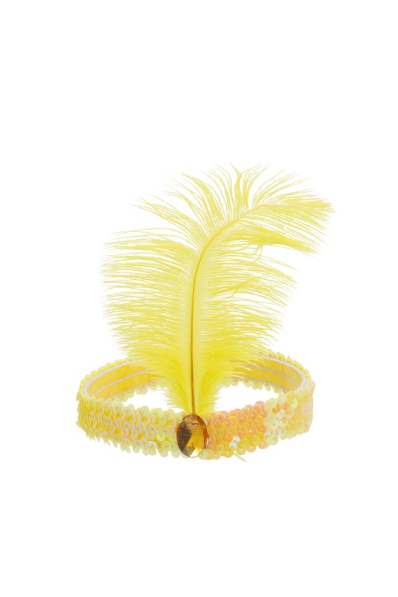 1 Pc Feathers Faux Diamond Headbands for Women Yellow