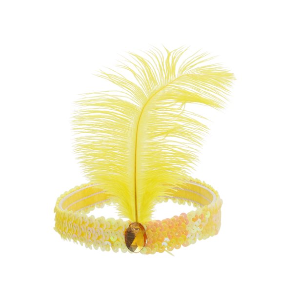 Unique Bargains 1 Pc Feathers Faux Diamond Headbands for Women Yellow