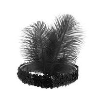 Unique Bargains 1 Pc Feathers Sequins Headbands for Women Black