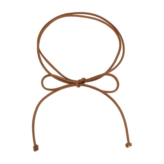 Unique Bargains 1 Pc Festival Wrap Belt Elegant Pure Leather Cord End Knot Adjustable Waist Cord for Women Light Brown