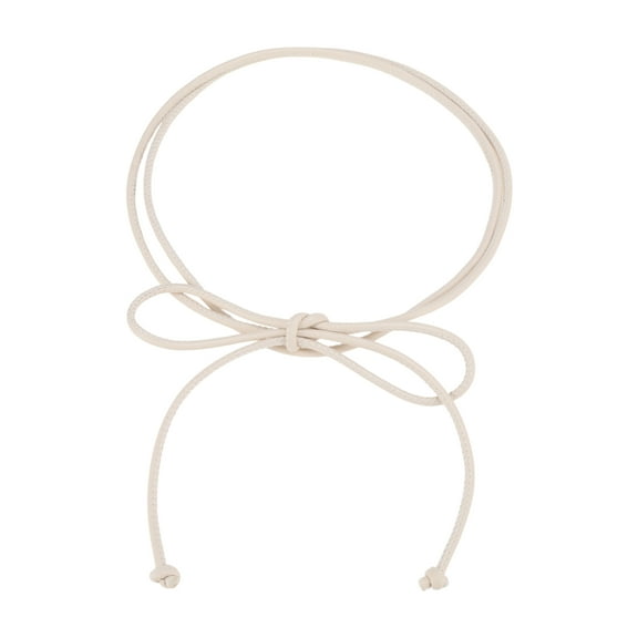 Unique Bargains 1 Pc Festival Wrap Belt Elegant Pure Leather Cord End Knot Adjustable Waist Cord for Women White