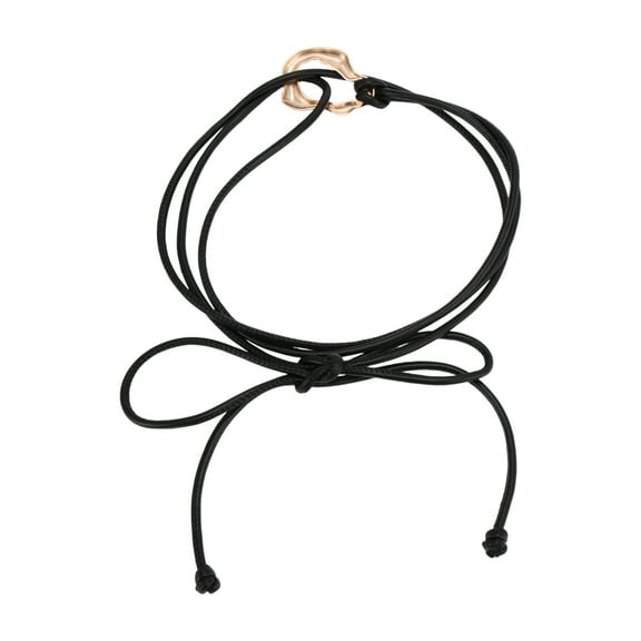 Unique Bargains 1 Pc Festival Wrap Belt Elegant Stone Pattern Buckle Knotted Adjustable Waist Cord for Women Black
