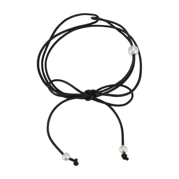 Unique Bargains 1 Pc Festival Wrap Belt Elegant Three Pearl Thin Strap Adjustable Waist Cord for Women Black