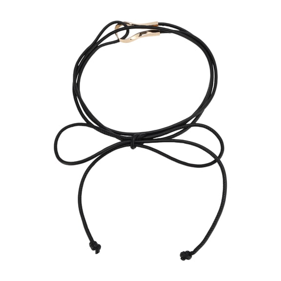 Unique Bargains 1 Pc Festival Wrap Belt Elegant Unique Buckle Head Knotted Adjustable Waist Cord for Women Black