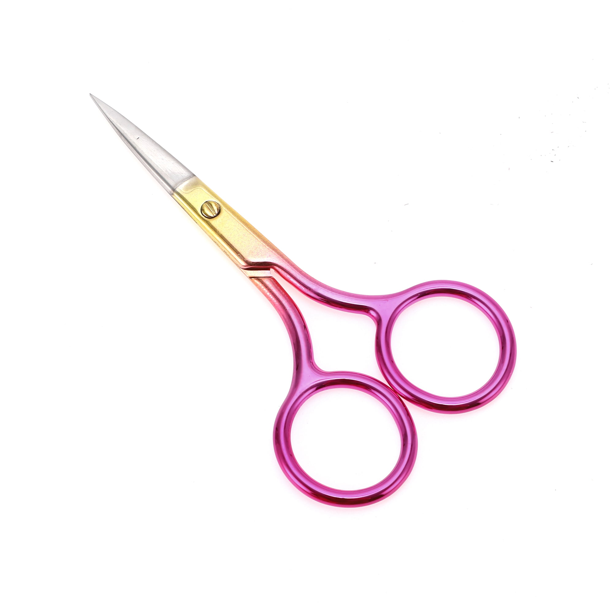 Unique Bargains 1 Pc Fine-edged Scissors Facial Hair Bedroom Gold Tone Pink