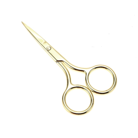 Unique Bargains 1 Pc Fine-edged Scissors Facial Hair Bedroom Gold Tone
