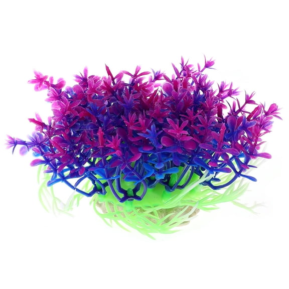 Unique Bargains 1 Pc Fish Tank Plants Decorations Artificial Aquarium Grass Ball Green Purple Blue 2.56x4.72 Inch